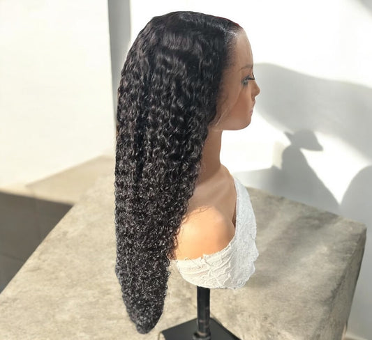 Black Curly HD Wig - Burmese Curls side view