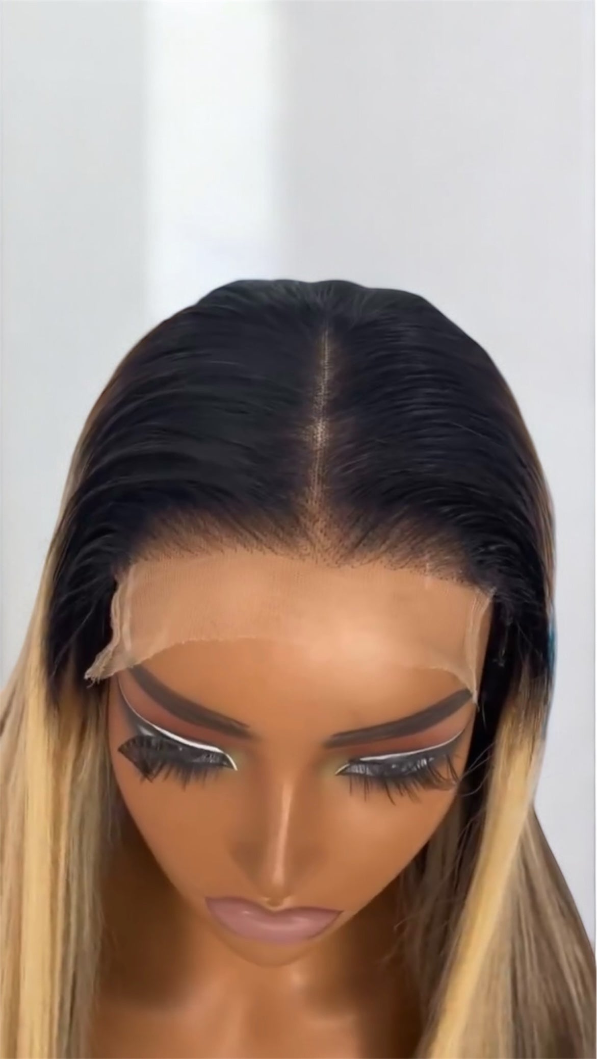HD Wig with Ash Blonde Highlights