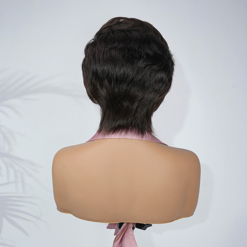 Black with brown pixie cut