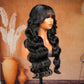 Sleek Body Wave with Full Bangs