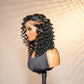 Black Curly HD Wig side view