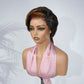 Black with brown pixie cut